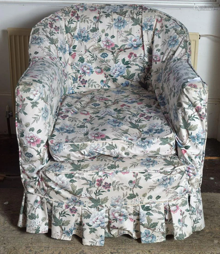 19TH-CENTURY UPHOLSTERED TUB ARMCHAIR