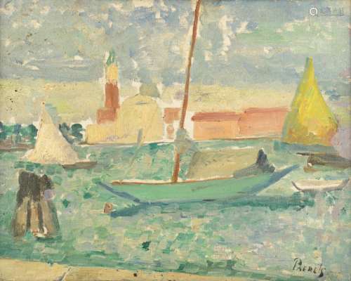 Paerels W., boats in the harbour, oil on canvas on board, 40 x 50 cm, Is possibly subject of the SABAM legislation / consult ‘Conditions of Sale’