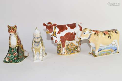 Collection of Royal Crown Derby models, one Daisy Cow, further model of a cow 