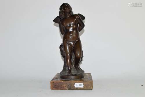 Bronzed model of an angel on onyx type base