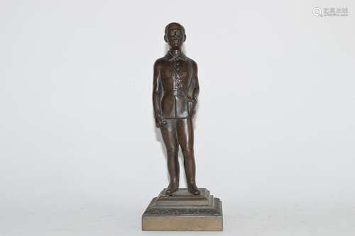 Small bronzed statue of H M Stanley, the explorer, 22cm high