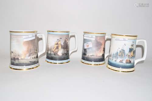 Group of four Nelson commemorative mugs produced by Royal Doulton in a limited edition of 2500,