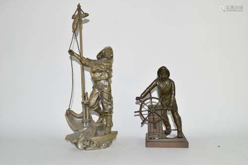 Two metal figures of sailors, largest 28cm high (2)