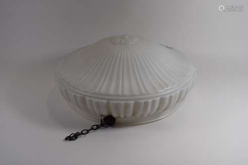 Large early-mid C20th frosted white glass ceiling light fitting.