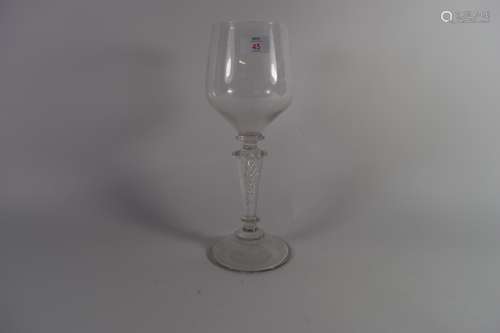 Large wine glass on domed foot with air twist