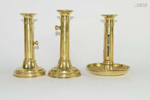 Collection of three 19th century brass candlesticks (3)