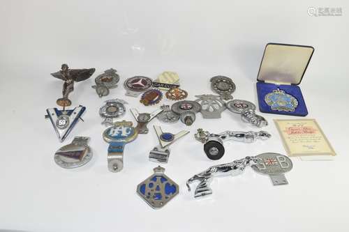 Selection of chrome AA badges and other club badges and car mascots (qty)