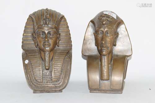 Pair of Egyptian composition head bronzed effect bookends