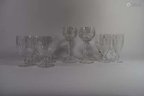 Group of cut glass including a set of six Waterford goblets and other wine glasses (14)