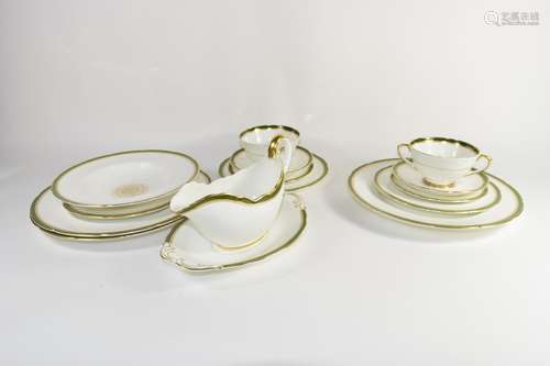 Extensive Coalport porcelain dinner service comprising 2 tureens, covers, gravy boat and stand, 2