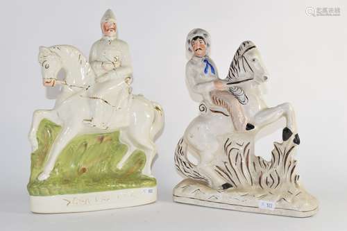 Two Staffordshire figures, one of General French, and further figure on horseback (2)