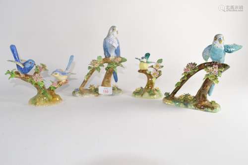 Group of bird studies modelled by J T Jones for Staffordshire Crown china, including two models of