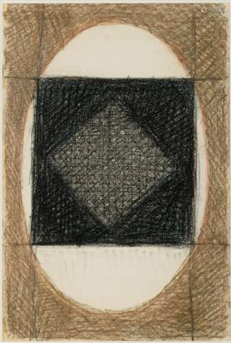 Van Severen D, an untitled geometric abstraction, charcoal and crayon on paper, 29 x 43 cm, Is possibly subject of the SABAM legislation / consult ‘Conditions of Sale’