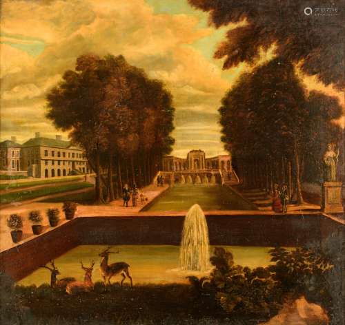 No visible signature (attributed to Theodore Wijck), 'Pavillon de la chasse Louis XIV', 18thC, oil on canvas, 86 x 90 cm