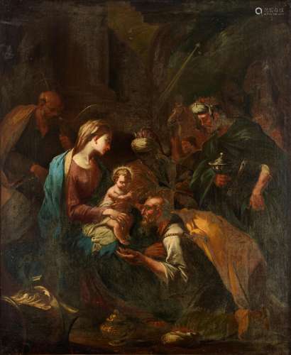 No visible signature, 'The Adoration of the Magi', in the manner of Valerio Castello, 17thC, oil on canvas, 118 x 147 cm