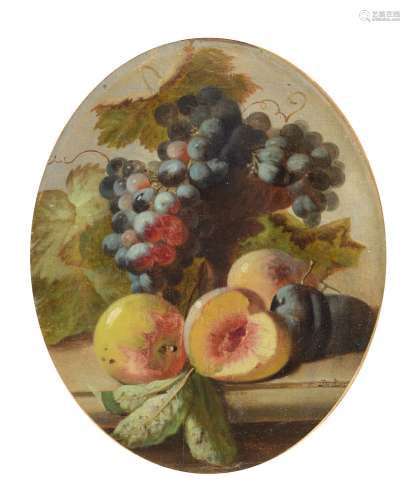 De Noter J., a still life with fruit, oil on canvas on cardboard, 28,5 x 34,5 cm