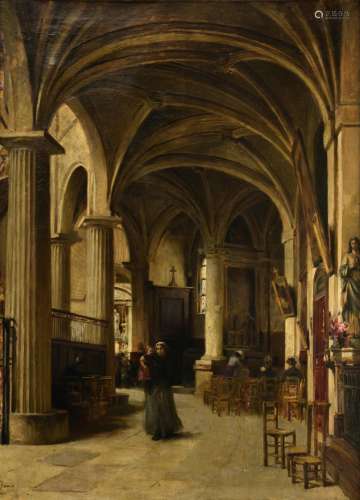 Jamin M., a church interior, dated 1901, oil on canvas, 95 x 122 cm