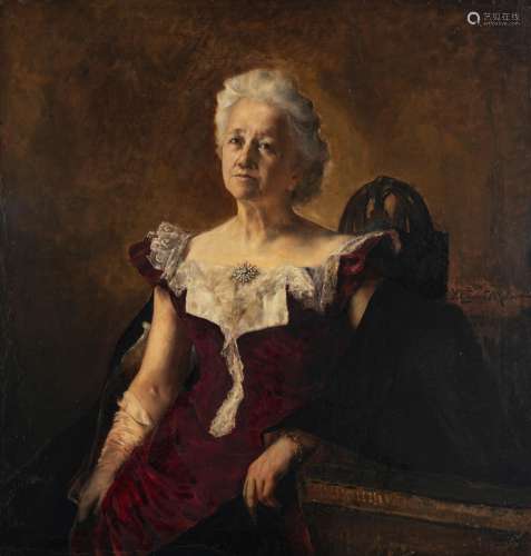 Edgard Muller Y., the three-quarter length portrait of a middle-aged lady, dated 1901, oil on canvas, 101 x 105 cm, Is possibly subject of the SABAM legislation / consult ‘Conditions of Sale’