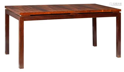 A large rosewood veneered dining table by Emiel Veranneman, H 73,5 - W 160 - D 80 cm