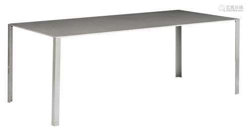A lacquered anthracite metallic steel 'Less' table/desk, design by Jean Nouvel for Molteni, 1994, H 72 - W 190 - D 90 cm