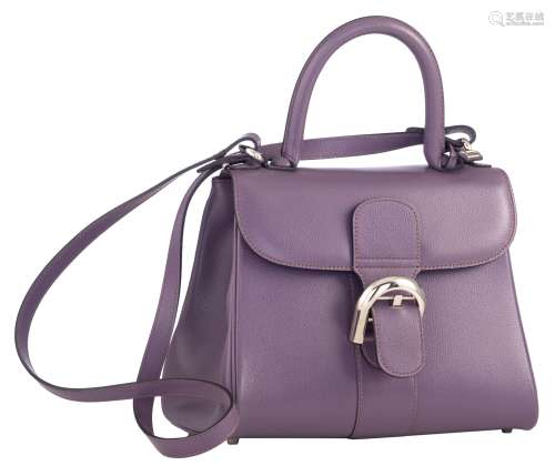 A purple leather Delvaux Brillant PM handbag, H 19 - W 24 - D 14 cm