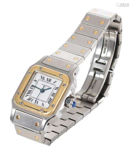 A Cartier Santos Galbee 18ct ladies yellow gold and stainless steel automatic watch