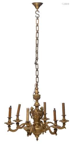 A gilt bronze Baroque style so-called 'Mazarin chandelier', H 60 - ø 70 cm