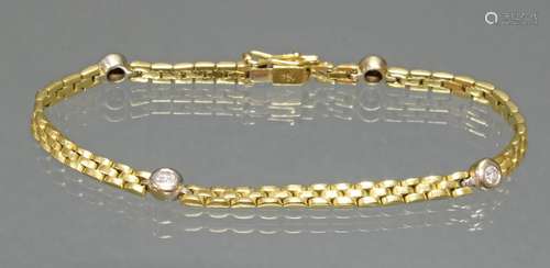 Armband, WG/GG 750, 4 Brillanten zus. ca. 0.40 ct., 19 cm lang, 13 g