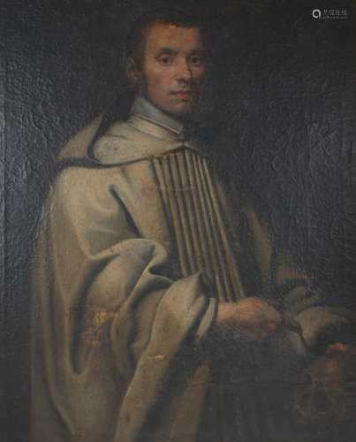 Altermeister 18. Jahrhundert, Mönch mit Totenkopf, portrait of monk with skull 18th century,/b