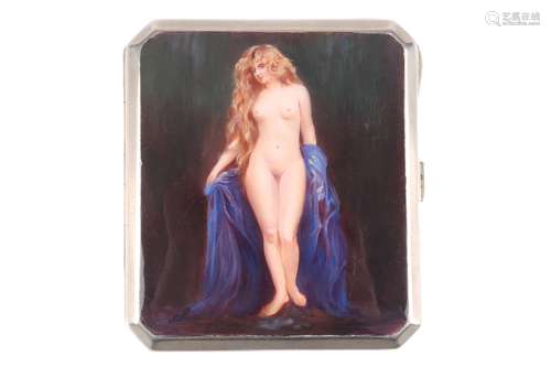 Art Deco Zigarettenetui mit weiblichem Akt, nude art cigarette box art nouveau,Art Dec