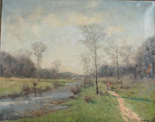 Heinrich Gogarten (1850-1911) Frühlingslandschaft 1896, spring landscape,Heinrich Gog