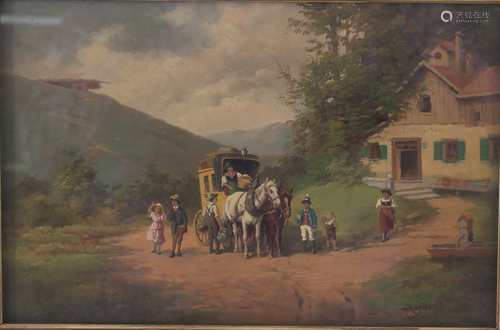 Max Kuglmayr (1863-1930) Postkutsche, stagecoach,Max Kuglmayr (1863-1930) Postkutsche,