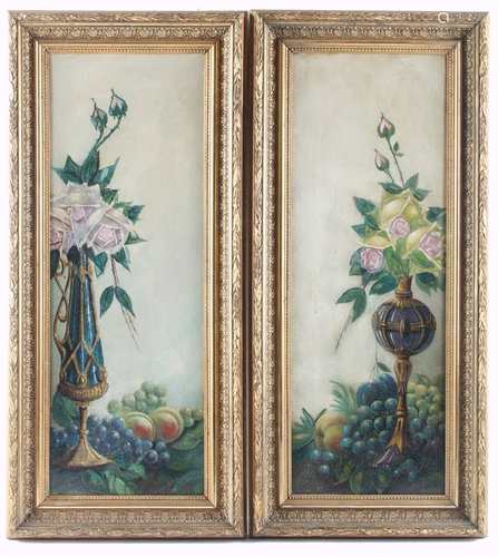 Paar Blumenstillleben 1918, signiert, pair of paintings still life,Paar Blumenstillleb