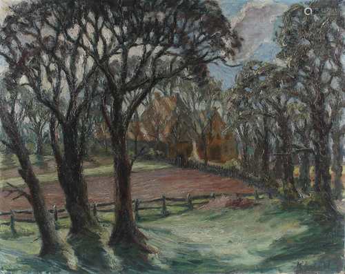 Hans Lehmkuhl (1883-1969) Blick zum Hof von 1923, glimpse of homestead,Hans Lehmkuhl (