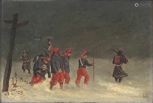 Christian II Sell (1856-1925) Preussische Soldaten auf dem Heimweg, prussian soldiers on their