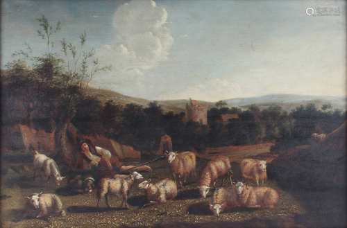 Ruhender Schäfer mit Herde, bezeichnet Jacob Gerritsz Cuyp (1594-1651/52), resting shepherd wit