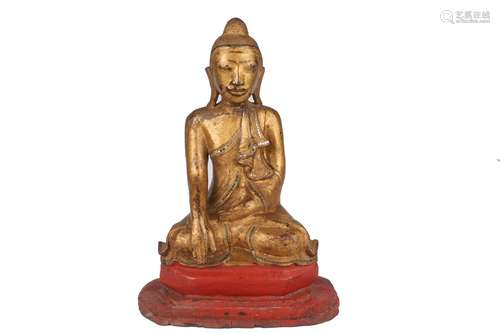 Burma Mandalay um 1900 sitzender Buddha im Lotossitz, wooden burmese mandalay buddha,B