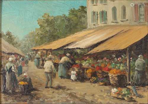 Belebte Marktszene, Maler des 20. Jahrhunderts, busy market scene,Belebte Marktszene,