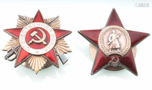 2 russische Orden Sowjetunion, 2 soviet medals,2 russische Orden Sowjetunion, 2 soviet