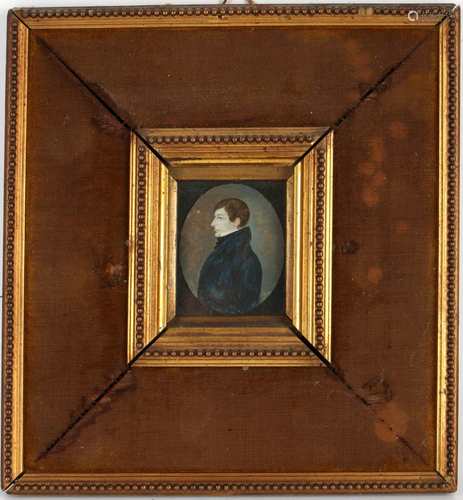 Biedermeier Herrenbildnis als Mininaturmalerei, 19. Jahrhundert, portrait painting 19th century,