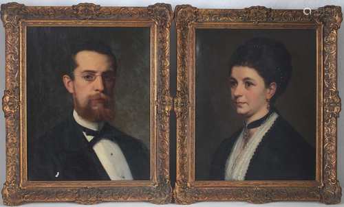 19. Jahrhundert, Gemäldepaar Portrait einer Dame und eines Herren, pair of portraits,