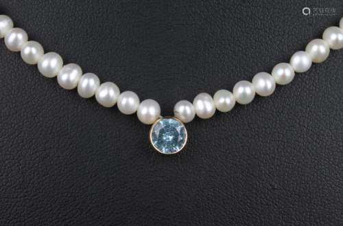 Aquamarin Perlenkette 585 Gold, pearl necklace gold lock,Aquamarin Perlenkette 585 Gol