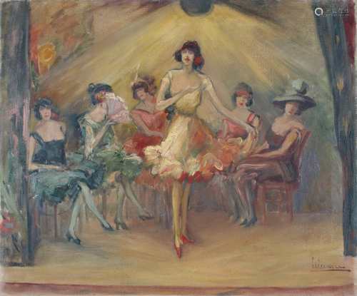 Friedrich August Herkendell (1876-1940) Cancan Tänzerinnen, dancer,Friedrich August H