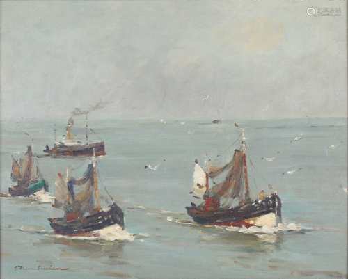 Wilhelm Hambüchen (1869-1939) Boote auf See, boats at sea,Wilhelm Hambüchen (1869-19