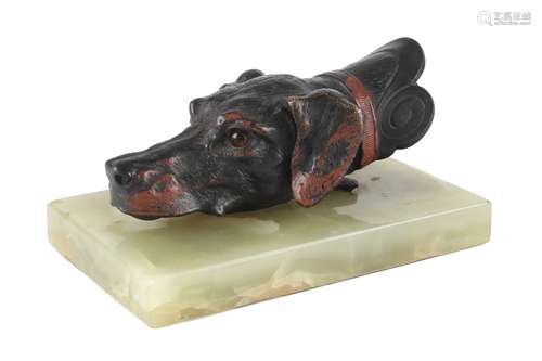 Bronze Hundekopf mit Klemmfunktion, doghead with clamp,Bronze Hundekopf mit Klemmfunkt