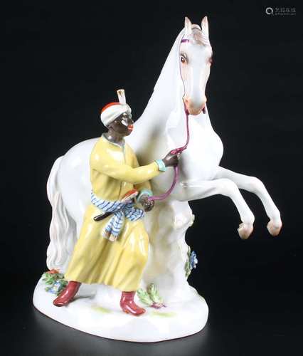 Meissen Mohr mit Schimmel, moor with white horse,Meissen Mohr mit Schimmel, moor with