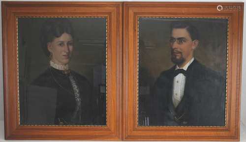 Gemäldepaar Herren- und Damenbildnis von 1873, signiert, pair of paintings,Gemäldepa