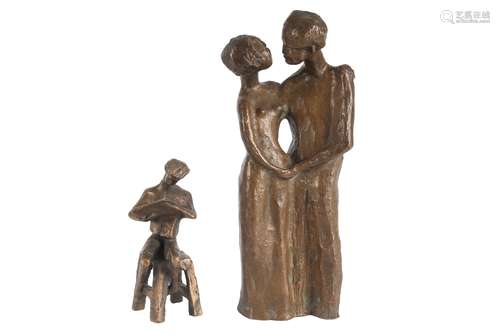 Eva de Maiziere (1915-2003) - 2 Bronzefiguren, Bronze, Der Leser und Liebespaar, 2 bronze sculp