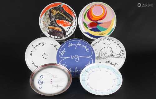 7 Künstlerteller, Rosenthal, artist plates,7 Künstlerteller, Rosenthal, artist plate