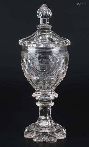 Biedermeier Pokal, gobelt,Biedermeier Pokal, gobelt,Glas, 1. Hälfte 19. Jahrhun